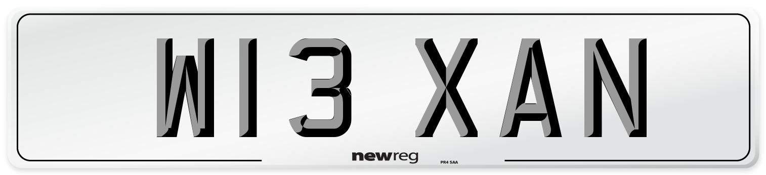 W13 XAN Number Plate from New Reg